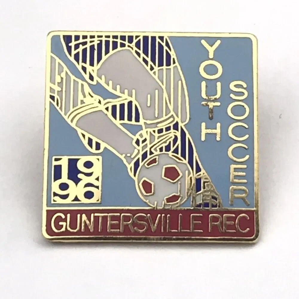 Guntersville Rec Enamel Pin Light Blue Red White Youth Soccer 1996 Vintage 90s